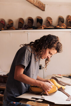 Artisan shoemaker working