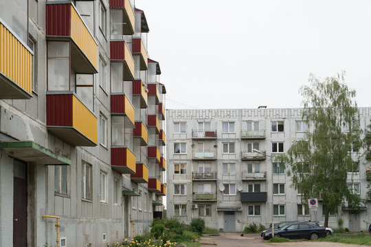 Building facade With Balconies And Windows