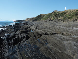城ヶ島の安房崎灯台と富士山