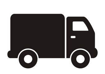 black silhouette of van, transport services, vector icon