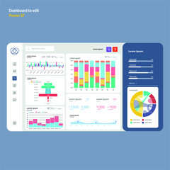 New report. Charts to edit. Theme report. EPS10