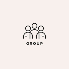 Teamwork with a group of people in line style. Unity in diversity in collaborating. Premium logo template