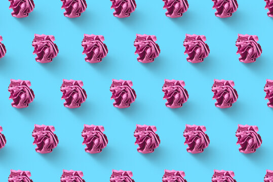 Crumpled colored paper balls pattern.