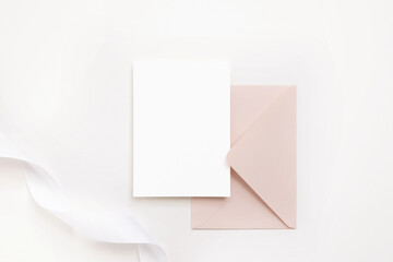 5x7 card mockup with pink envelope