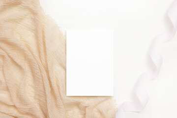 Blank frame on white-beige  background