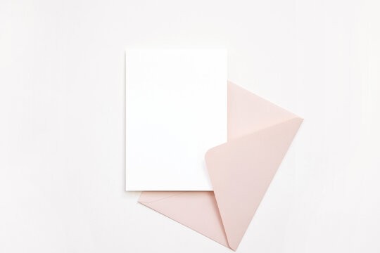 Mockup 5x7 card with pink envelope