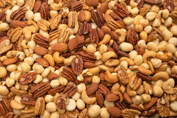 Mix of nuts as a background.