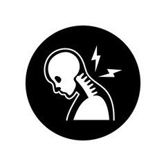 Neck arthritis black glyph icon. Inflammation joint. Sign for web page, mobile app, button, logo.