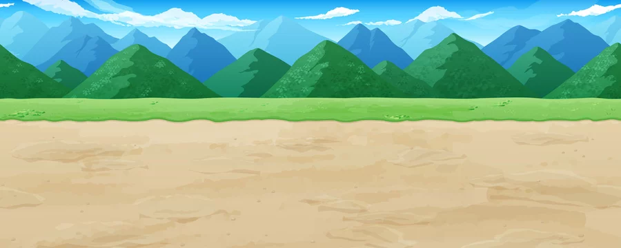 土の道と草と山の風景イラスト 横スクロールゲームの背景 シームレス Stock Vector Adobe Stock