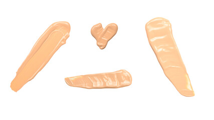 Liquid foundation smudge isolated on white background. Close Up of makeup cream sample.