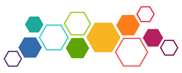Obraz na płótnie Canvas colored futuristic hexagonal teamwork process