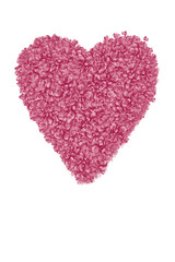 Herz aus roten Blüten, auf weißem Hintergrund