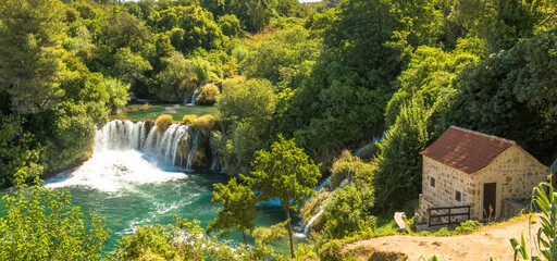 Fototapeta na wymiar Krka National Park, waterfall Skradinski buk, Croatia.