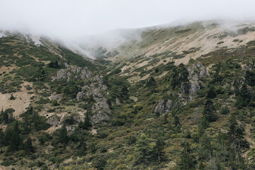 mountains and clouds along the Yunnan-Tibet route