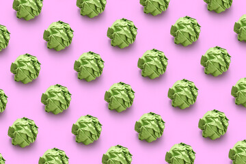 Horizontal pattern from green paper balls.