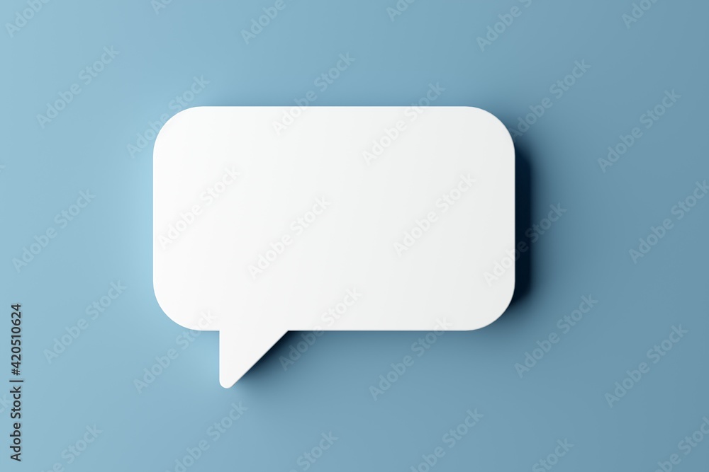 Poster white empty speech bubble or balloon over blue background with shadow, chat, communication or dialog