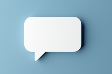 White empty speech bubble or balloon over blue background with shadow, chat, communication or dialogue concept template