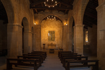 Interior of the church of St. Vito e Modesto of Corsignano, Pienza, Italy