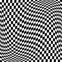 Race Flag Pattern. Wavy Vector Pattern. Black White Squares.