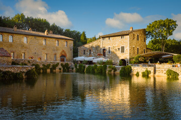 View of Bagno Vignoni hot springs, San Quirico d'Orcia, Italy