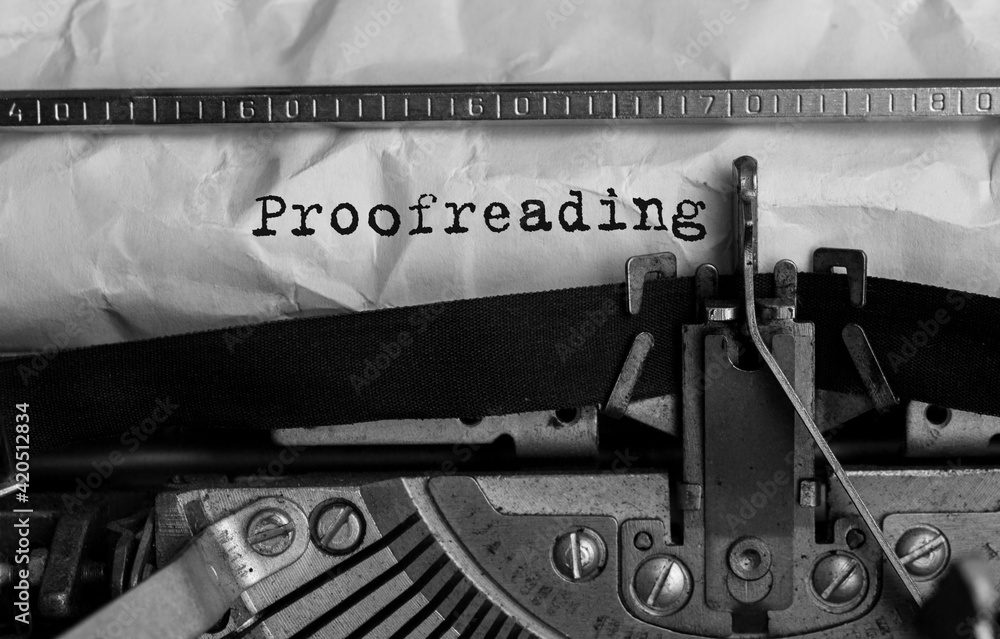 Poster text proofreading typed on retro typewriter