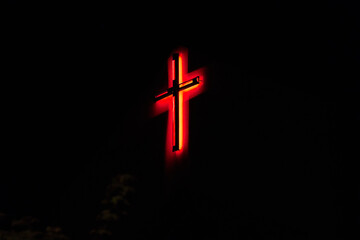 red cross at night