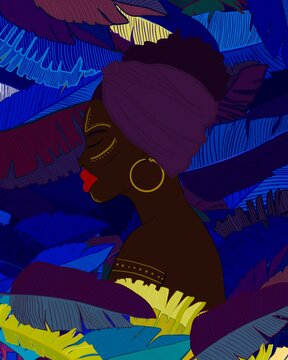 Ethnic woman in colorful jungles