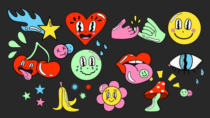 Hand drawn cute Tiny Little Doodle Comic characters. Cartoon style. Flat design.