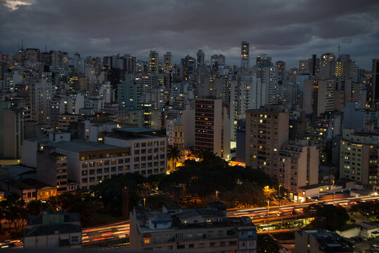 S&atilde;o Paulo skyline during the sunset