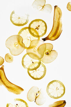 Apple, banana and Lemon slices