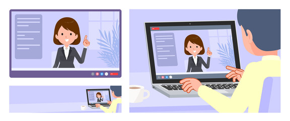 Fototapeta premium flat type business women_video-chat