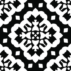 Geometric vector pattern with triangular elements. Seamless abstract ornament for wallpapers and backgrounds. Black and white patterns.