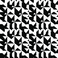 Geometric vector pattern with triangular elements. Seamless abstract ornament for wallpapers and backgrounds. Black and white patterns.