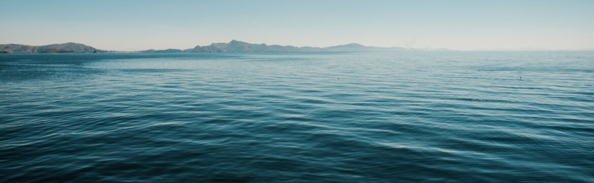 Panoramic view of lake Titicaca in Peru