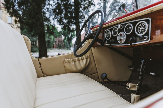 Inside of classical restored car