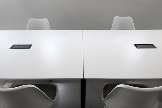 Close Up Of High Quality Office Desks And Chairs, Special Composition Background