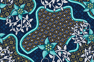 Seamless pattern with flower vector Illustration, batik style 