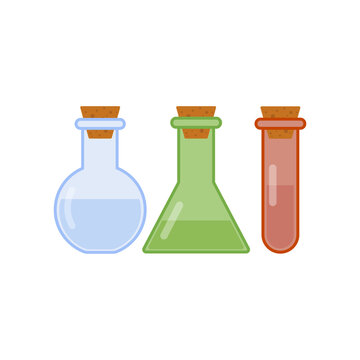 test tubes of different colors and sizes. vector illustration