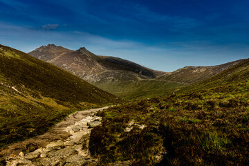 The Brandy Pad, Hares Gap and Slieve Bearnagh, ancient smuggling route, Mourne mountains, Newcastle, County Down, Northern Ireland