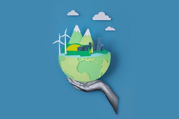 Hand hold planet, collage