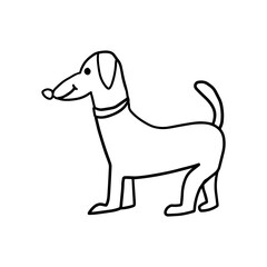 Cute cartoon doodle linear dog isolated on white background. Pet icon.