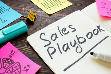 Sales playbook. Notes made in a notebook.