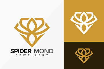 Luxury Spider line art Diamond Logo Vector Design. Abstract emblem, designs concept, logos, logotype element for template.