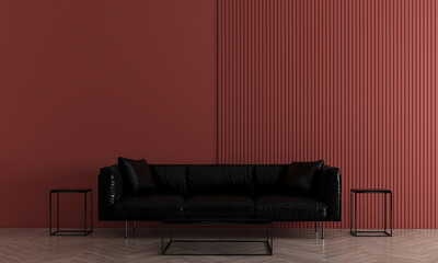 The lounge and living room  interior design and red wall texture background, New 3D rendering...