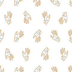 Fototapeta na wymiar Fashionable seamless pattern with abstract hand drawn shapes, trendy bohemian forms, vector illustration, modern design for textiles