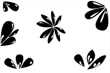 Fototapeta na wymiar set of black and white flowers,illustration,whie,black,