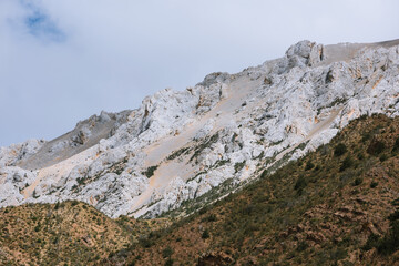 Aerial photography of basaltic mountains and clouds along the Yunnan-Tibet route