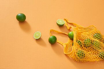 Fresh lime in an eco-friendly bag
