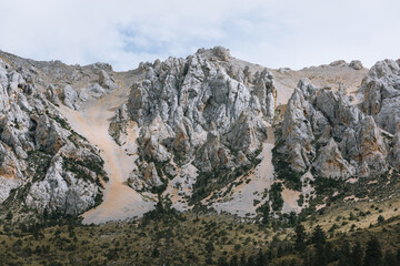 Aerial photography of basaltic mountains and clouds along the Yunnan-Tibet route