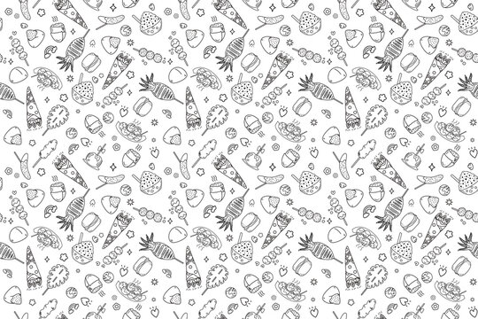 seamless pattern vector of  Japanese sweet street food snack 